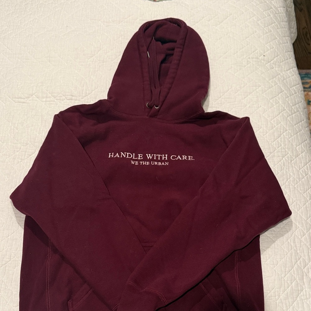 We The Urban Maroon "Handle With Care" Graphic Hoodie (M) NWOT
